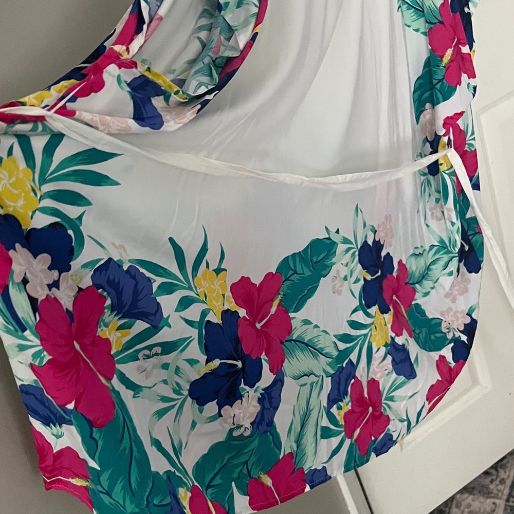 Floral Swim Cover Up kaftan White floral 26/28 - Picture 6 of 6